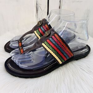 Naturalizer Colorful Woven African Beaded Style Masai Slip on Sandals Beachy 7M